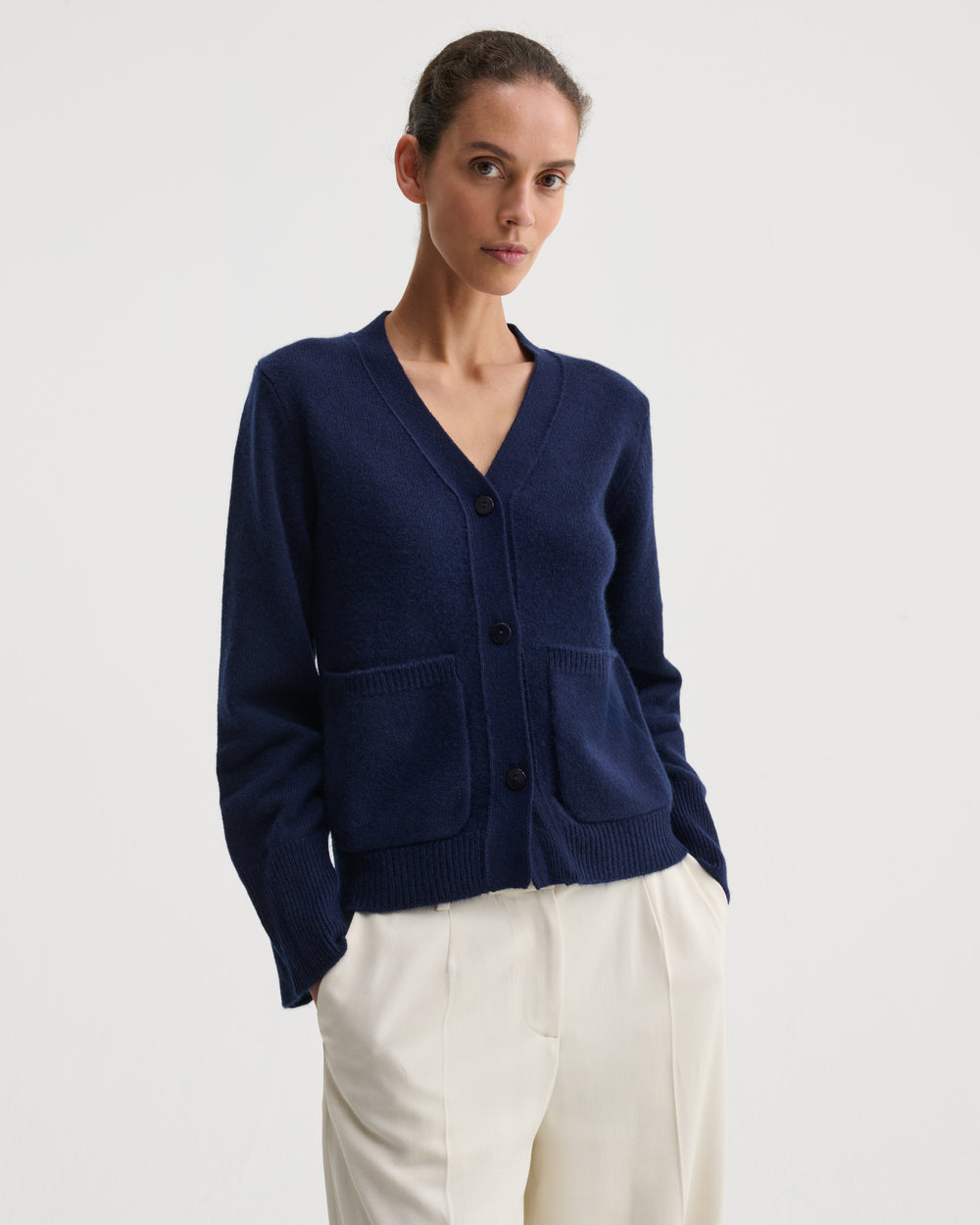 Nonchi Cashmere Oliva Cardigan, Navy, image 1 of 11