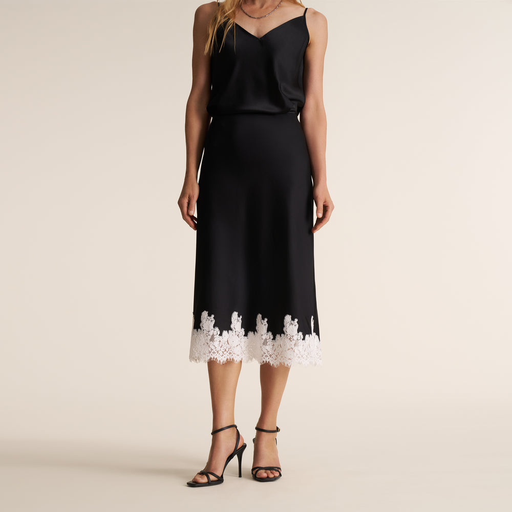 Orchard Slip Skirt, Black/Ivory, image 1 of 9