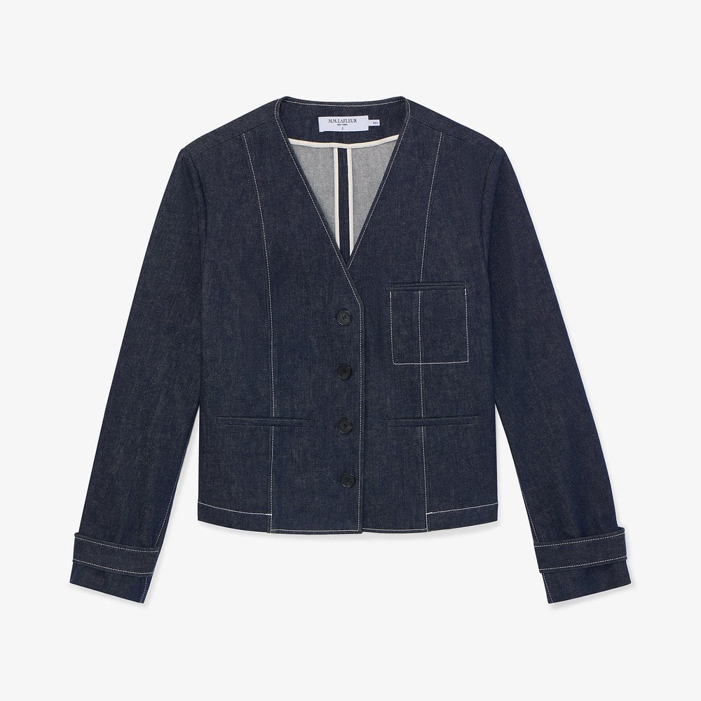 packshot image of the ayla jacket in midnight wash