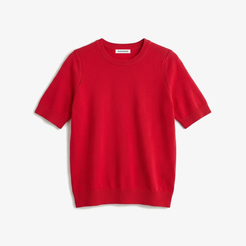 Becca Pointelle Tee, Red Ribbon, image 8 of 8