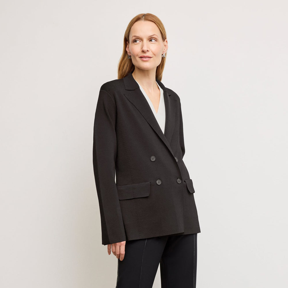 front image of a woman wearing the cody jardigan in black