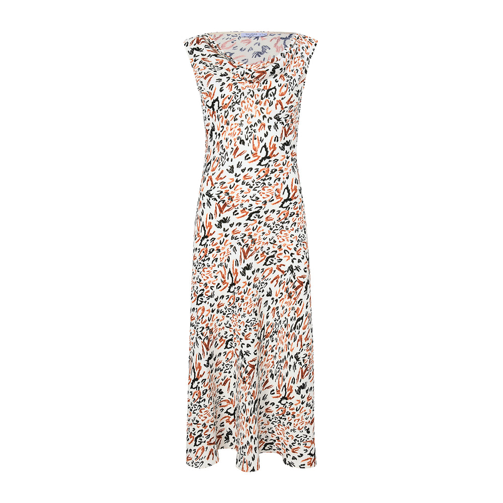 packshot image of the priya dress in leopard sketch