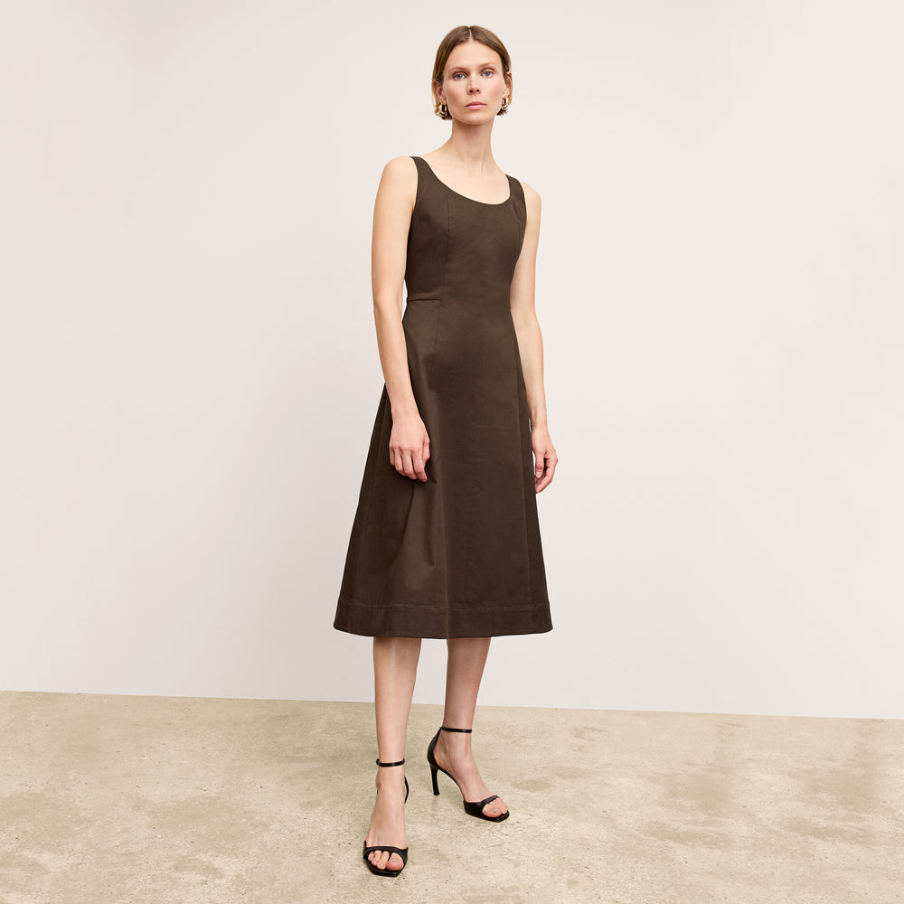 Front image of a woman wearing the Jess Dress in Date