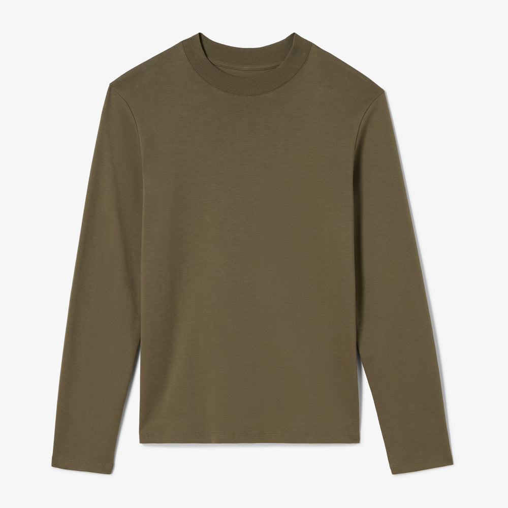 Green long-sleeve shirt on a white background