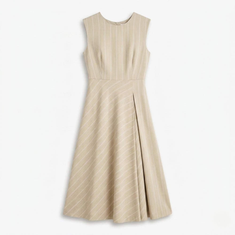 Beige dress with subtle pattern on a white background