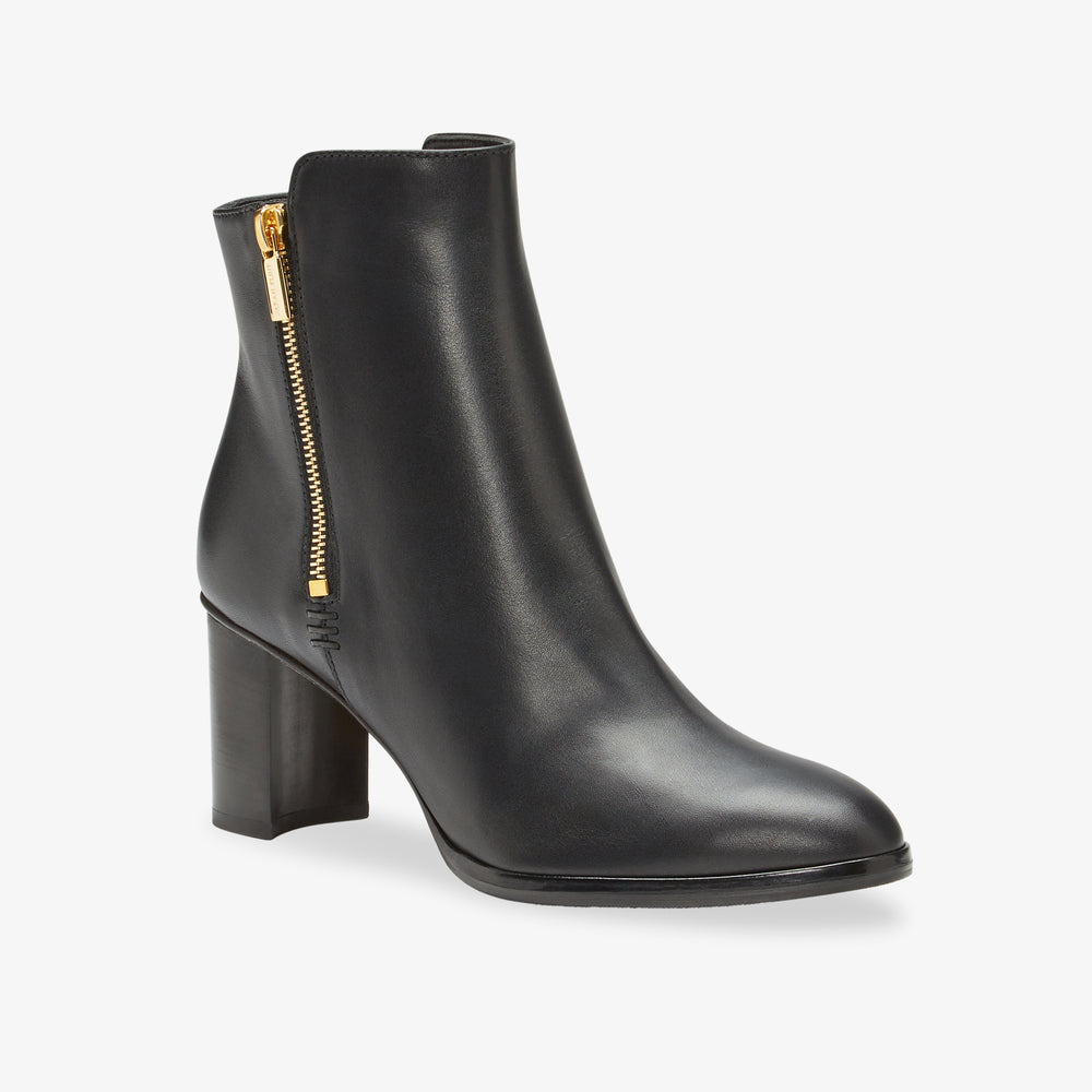 image of the perfect zip bootie in black leather