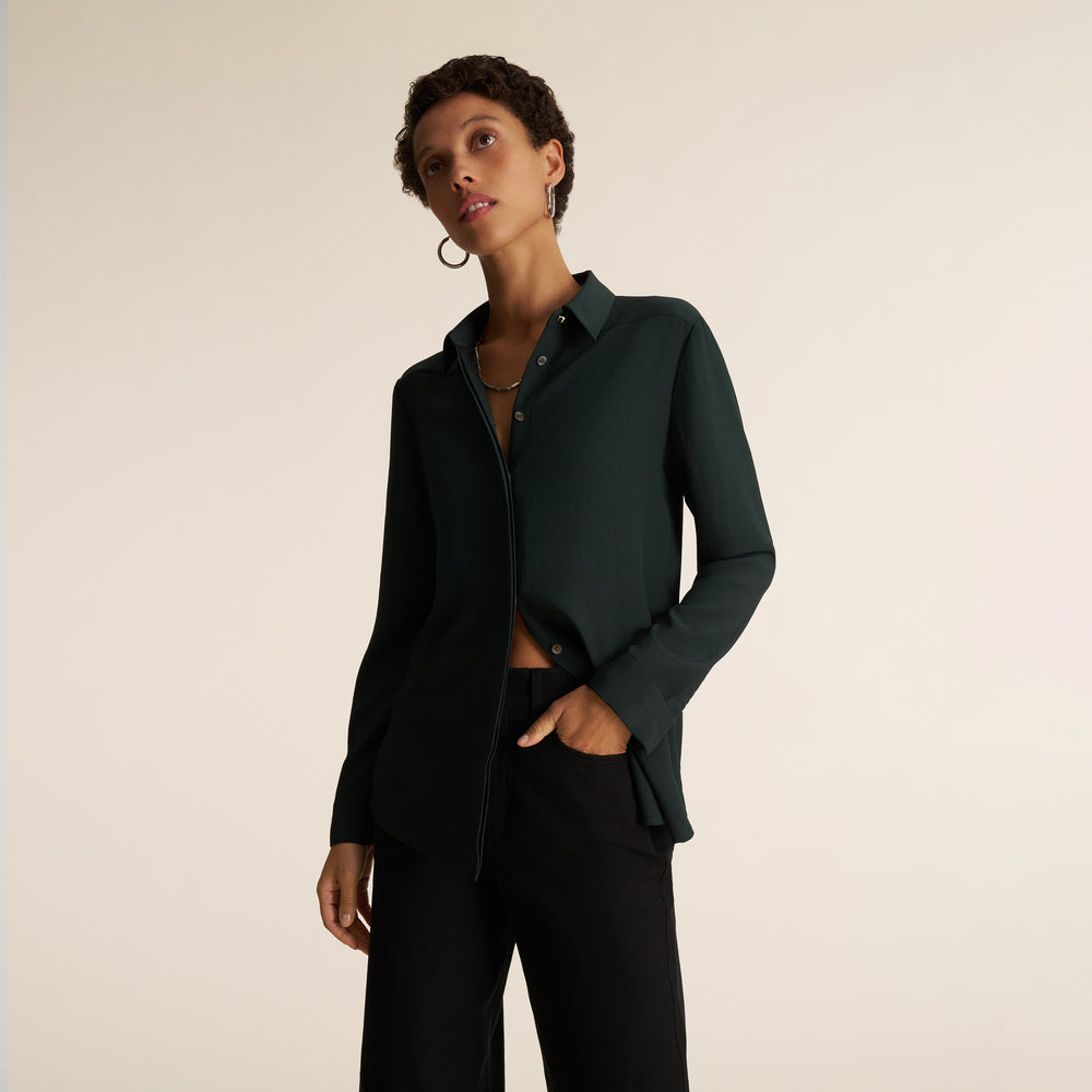 Lagarde Pointelle Shirt, Dark Forest, image 1 of 5