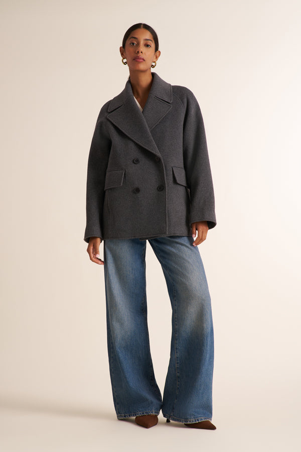 Calista Coat - Felted Wool Cashmere :: Dark Gray Melange