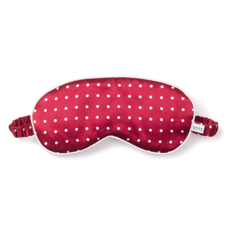 Petite Plume Silk Sleep Mask in Bordeaux Polka Dot