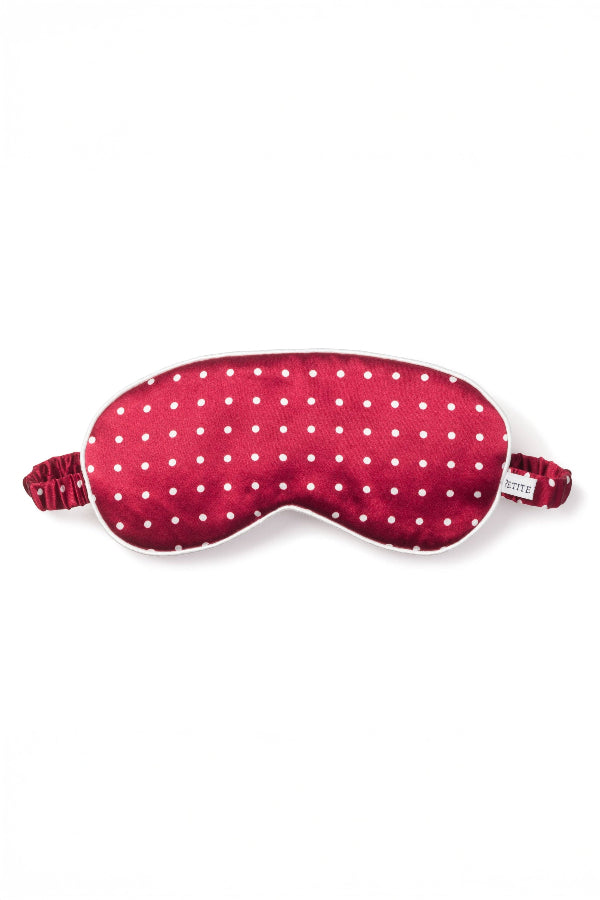 Petite Plume Silk Sleep Mask in Bordeaux Polka Dot