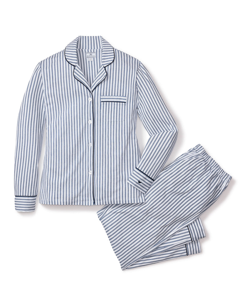 Petite Plume Pima Pajama Set in Navy French Ticking