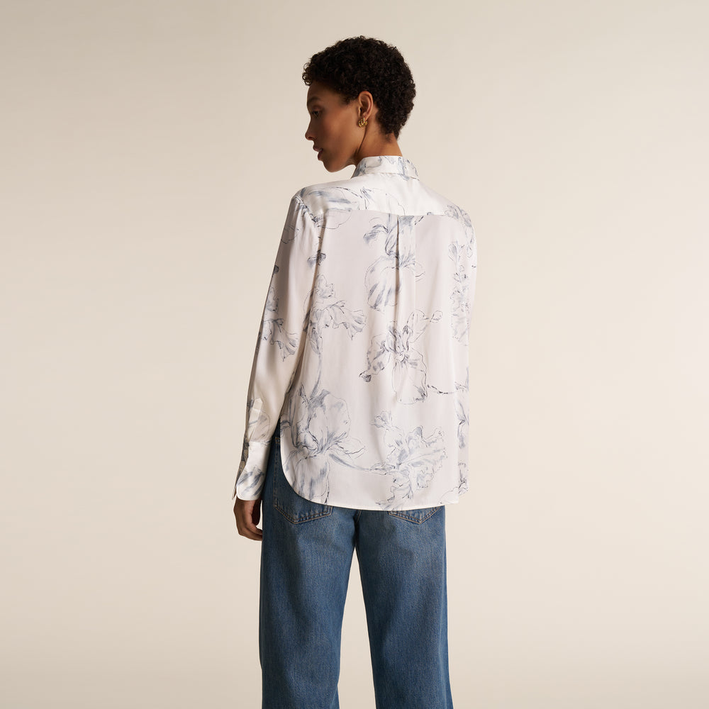 Tatum Button-Down Shirt, Fine Line Floral, image 6 of 7