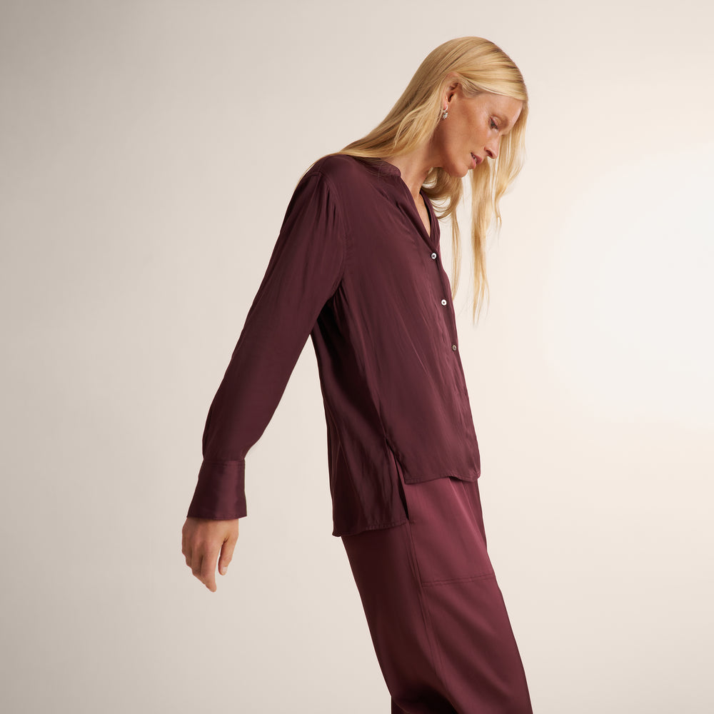 Juliette V-Neck Top, Aubergine, image 3 of 6