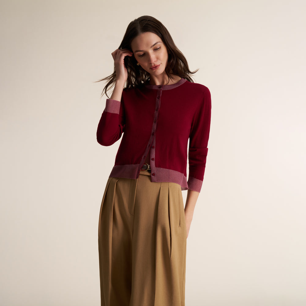 Clementine Cardigan, Deep Berry, image 1 of 6