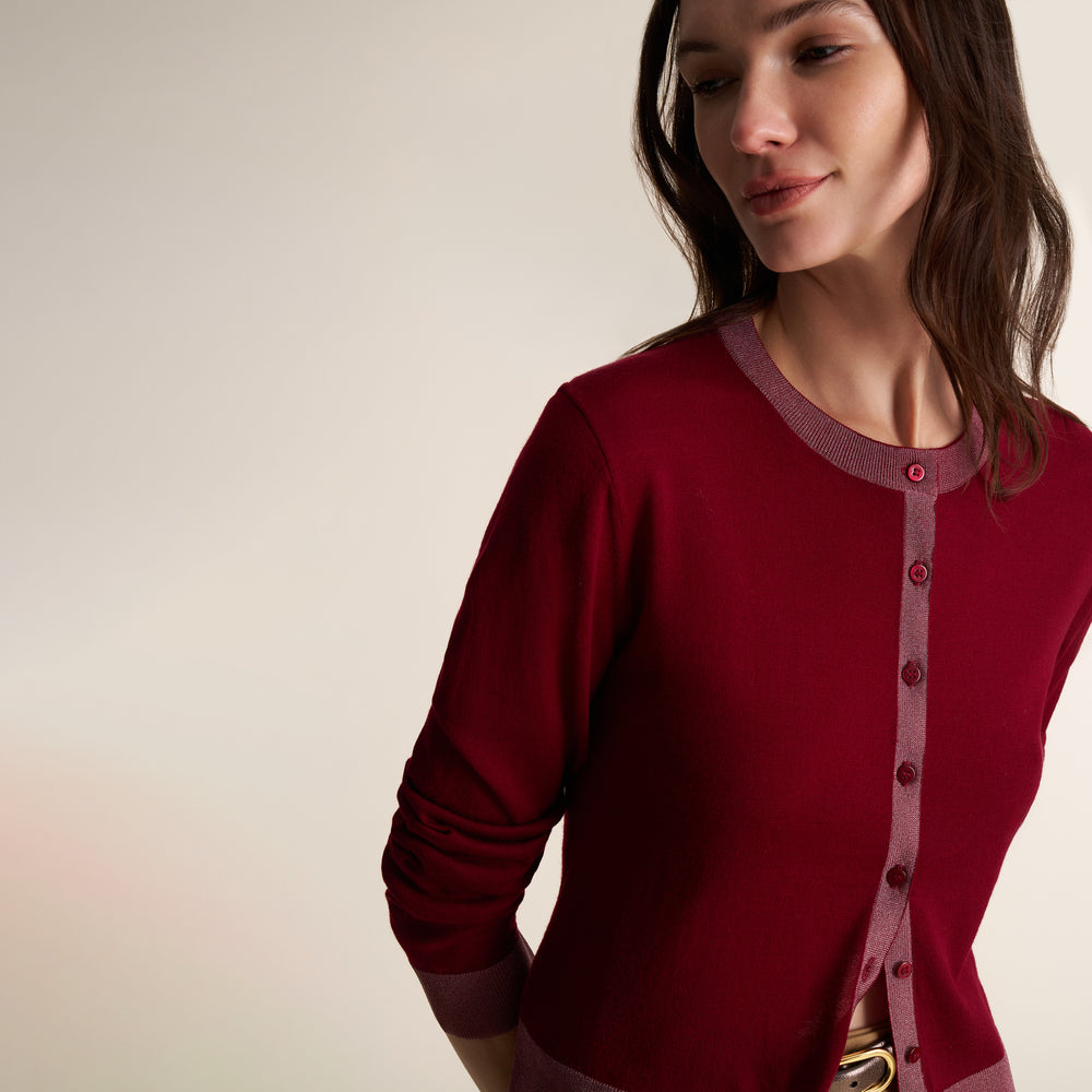 Clementine Cardigan, Deep Berry, image 3 of 6