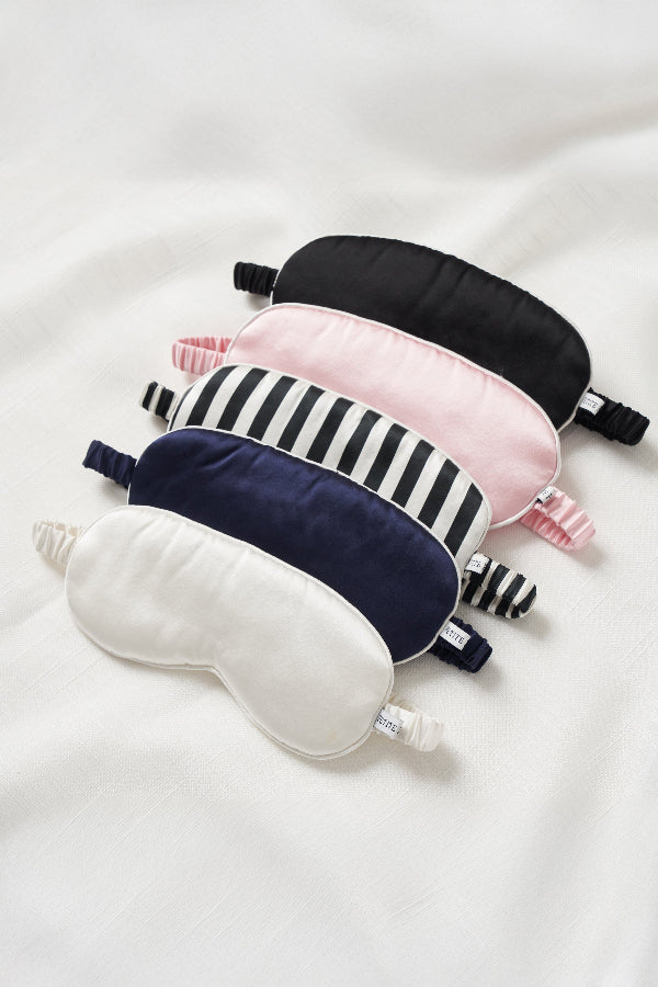 Petite Plume Silk Sleep Mask in Bordeaux Polka Dot