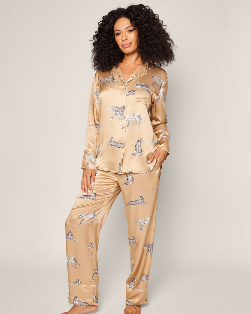 Petite Plume Silk Pajama Set in Panthère Champagne