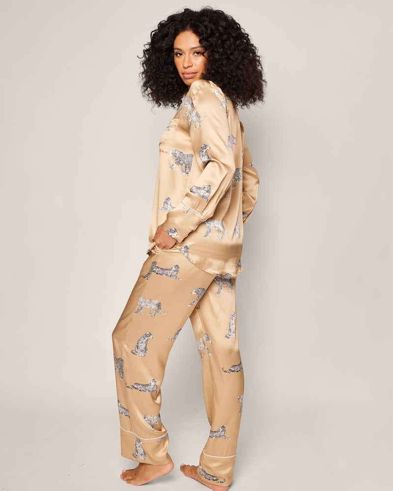 Petite Plume Silk Pajama Set in Panthère Champagne