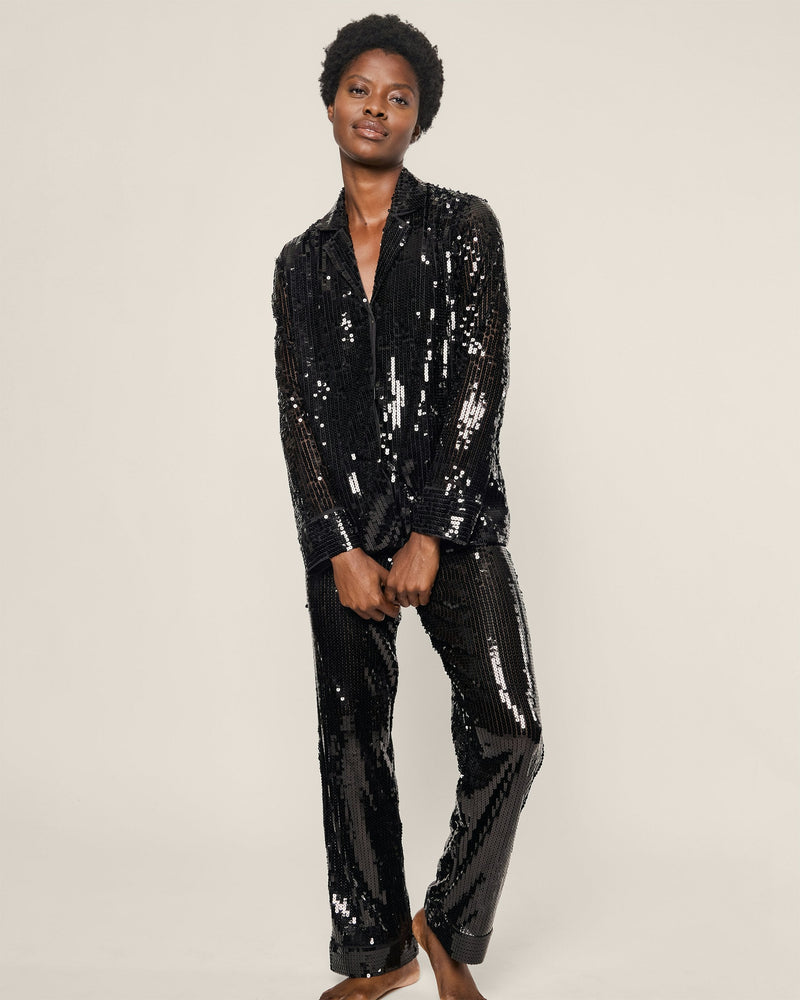 Petite Plume Pajama Set in Black Sequins