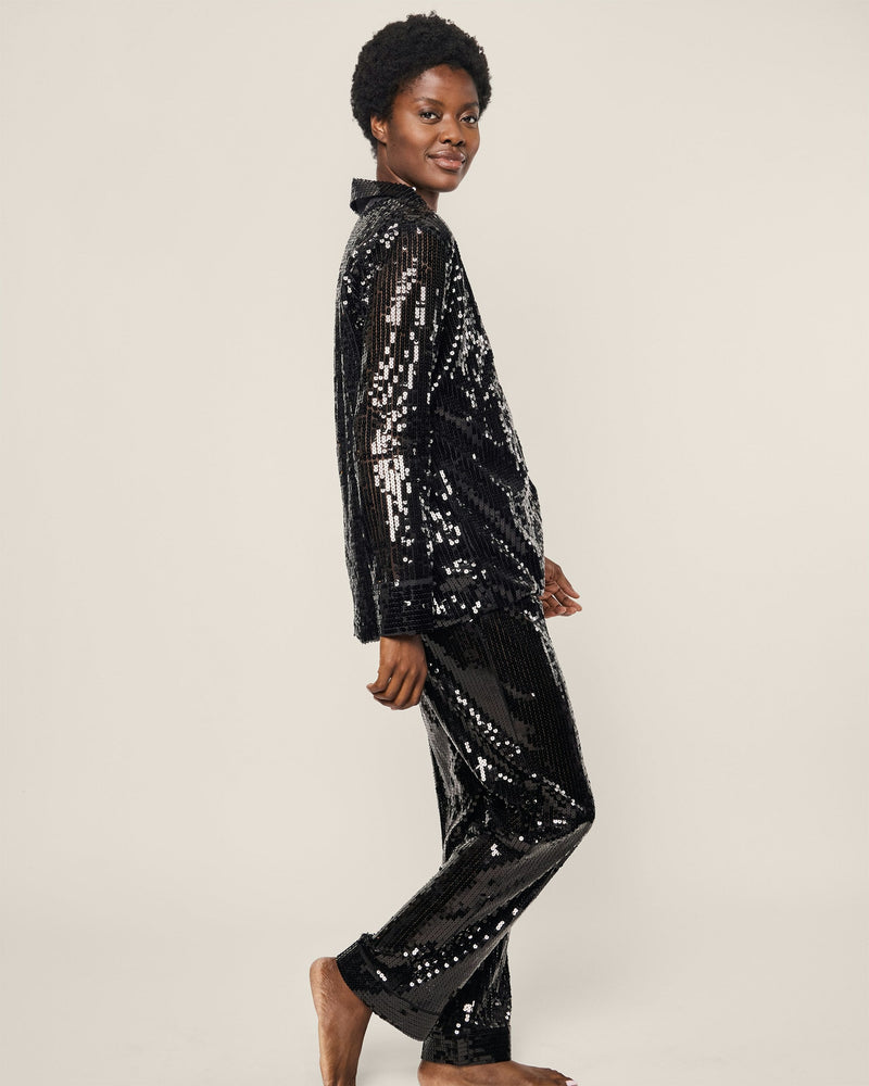 Petite Plume Pajama Set in Black Sequins