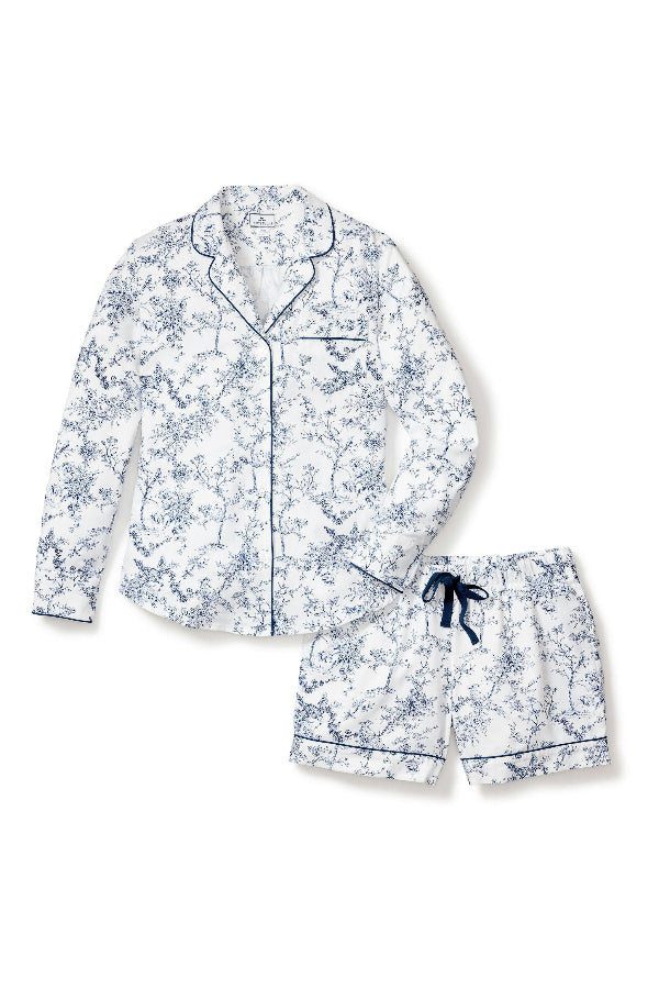 Petite Plume Twill Long Sleeve Short Set in Timeless Toile