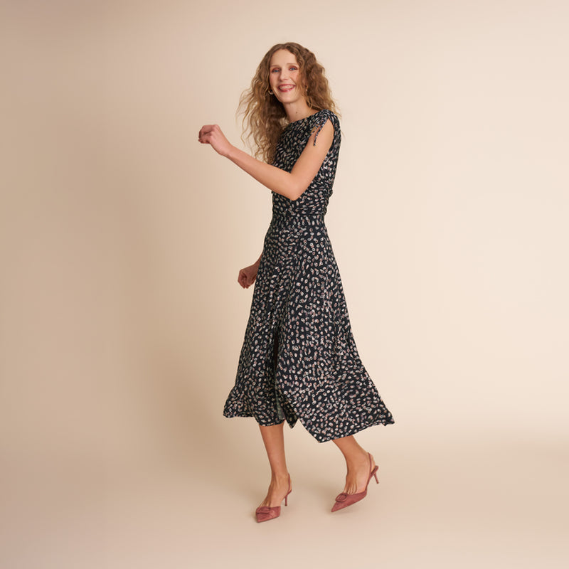 Dotty Cinch-Sleeve Top