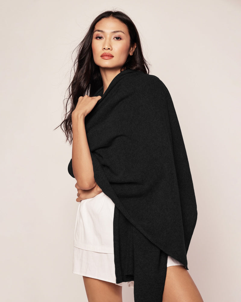 Petite Plume Cashmere Wrap in Black