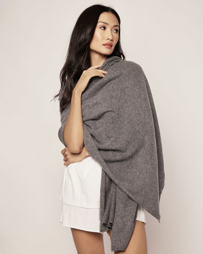 Petite Plume Cashmere Wrap in Dark Heather Grey