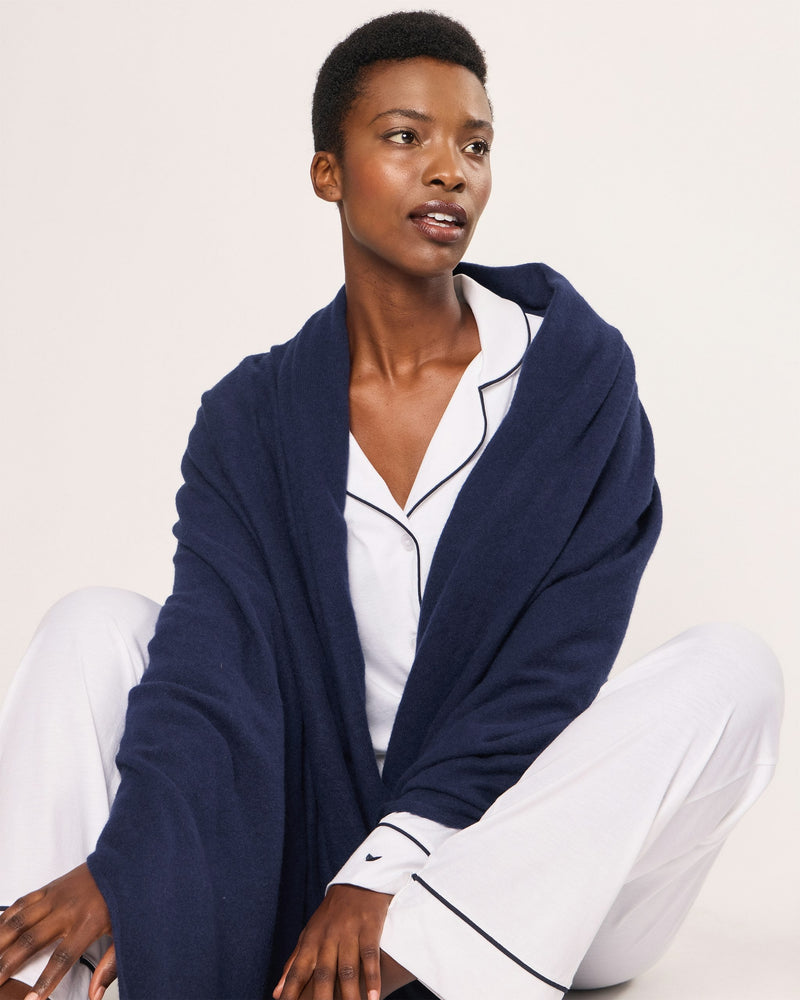 Petite Plume Cashmere Wrap in Navy