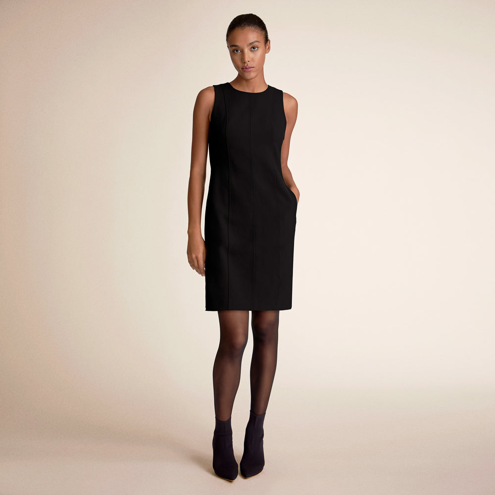 Woman wearing a black dress