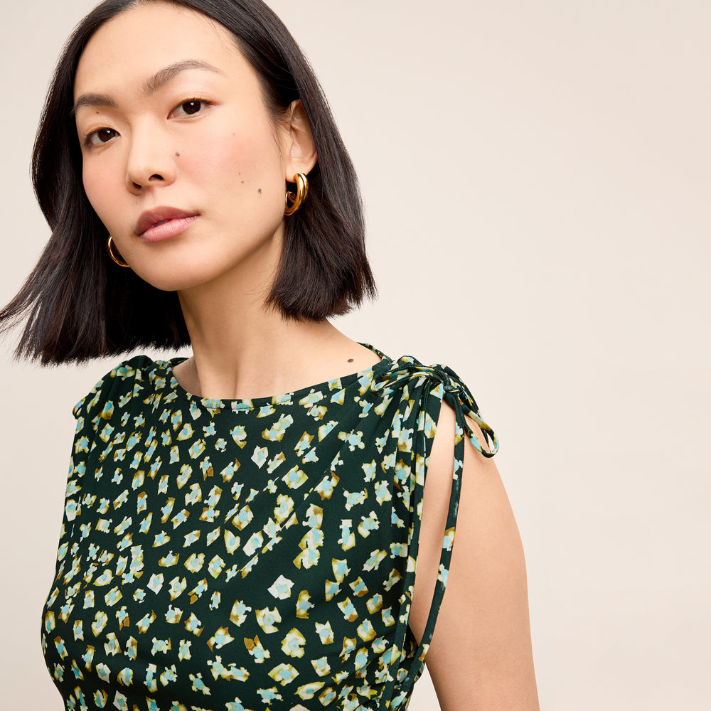 Front image of the Dotty Top in Kaleidoscope print