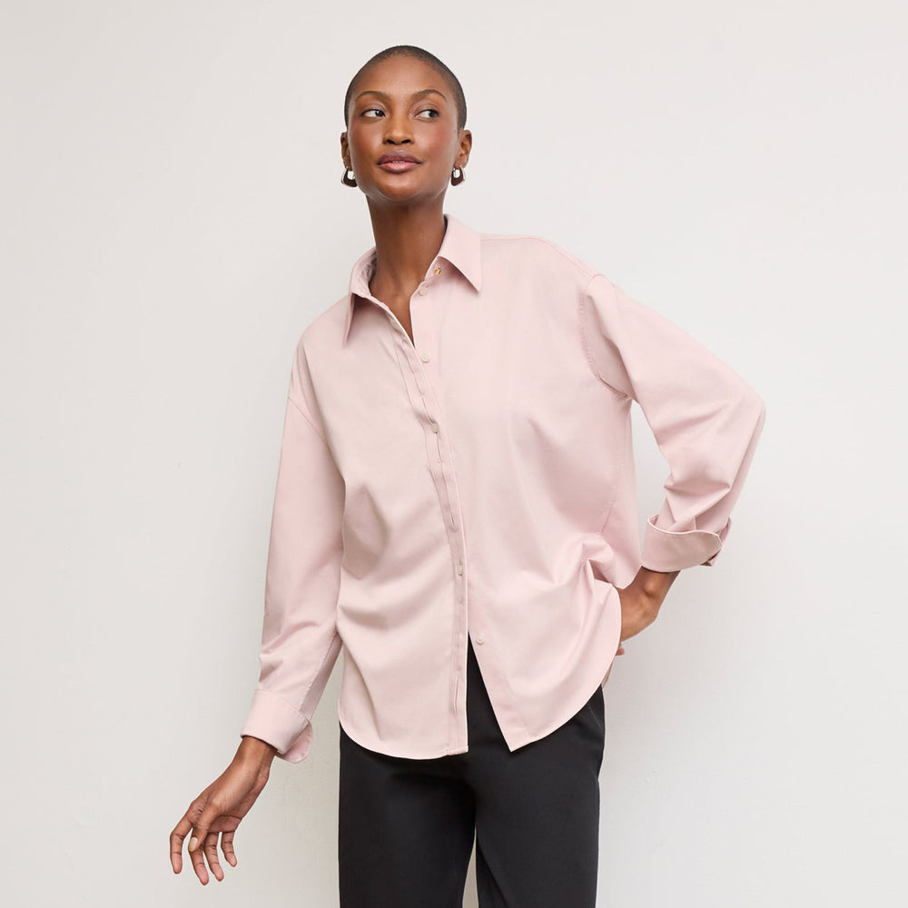 front image of a woman wearing the filomina top in tulip