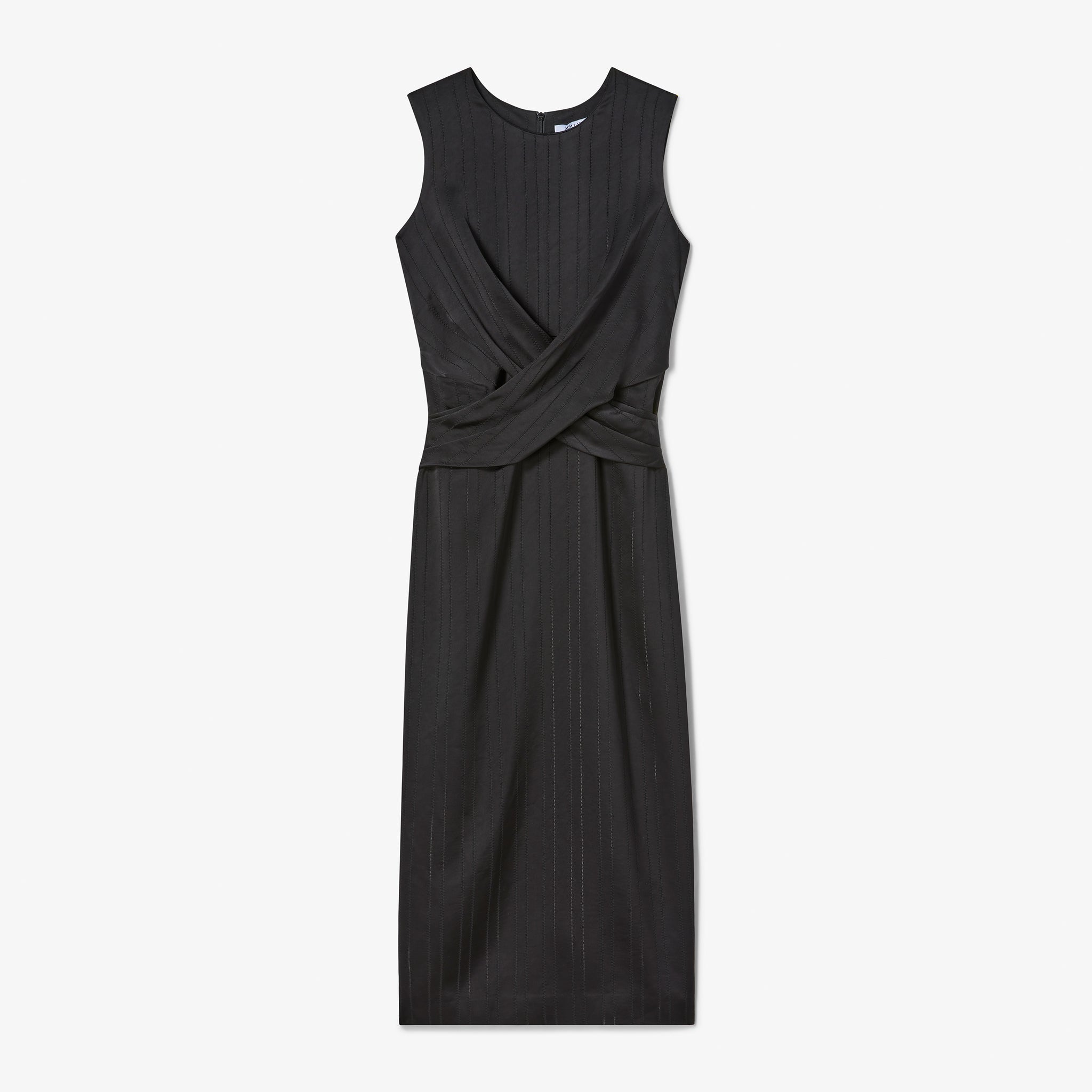 Black sleeveless dress on a white background