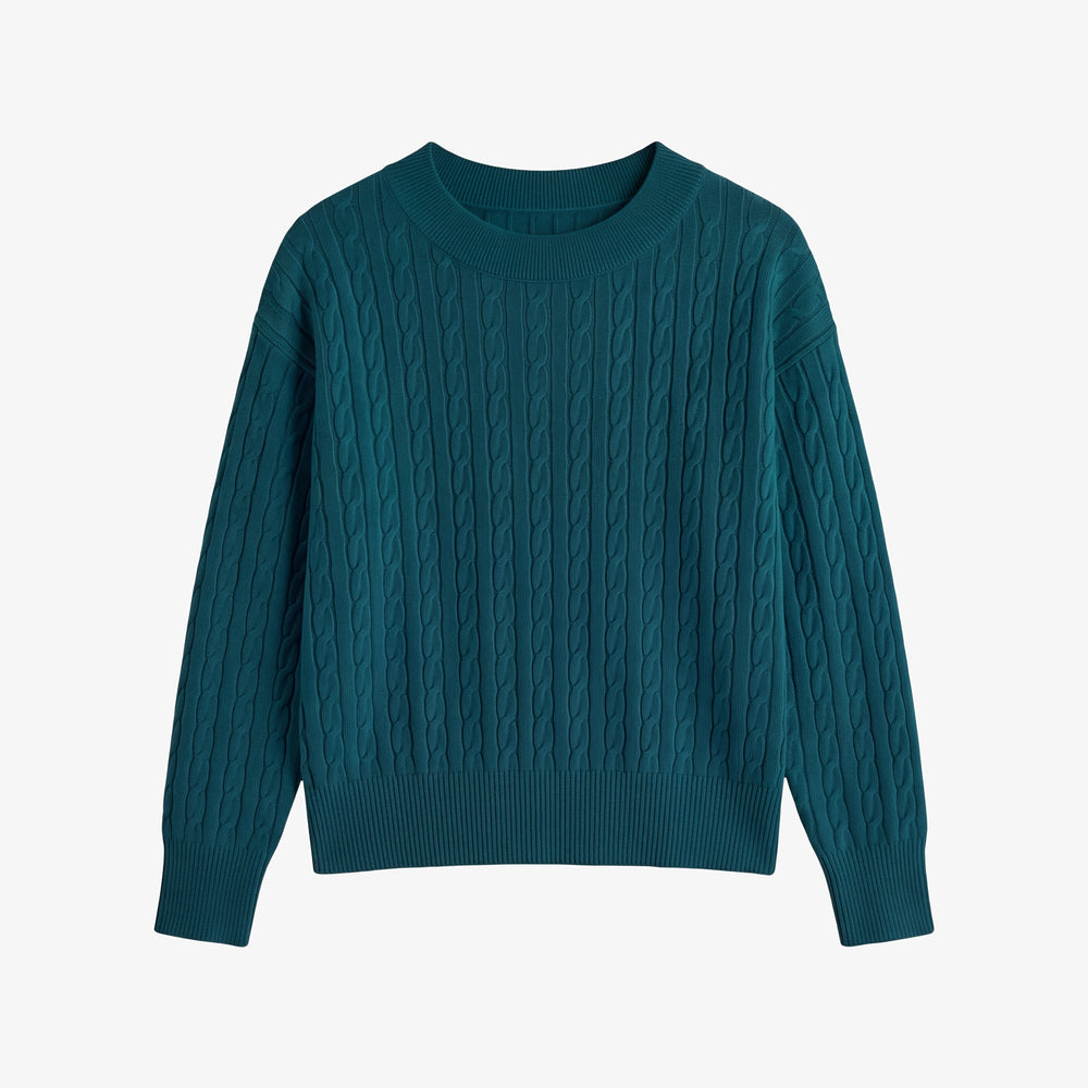 Giselle "Something's Gotta Give" Cable Sweater, Midnight Pine, image 10 of 10