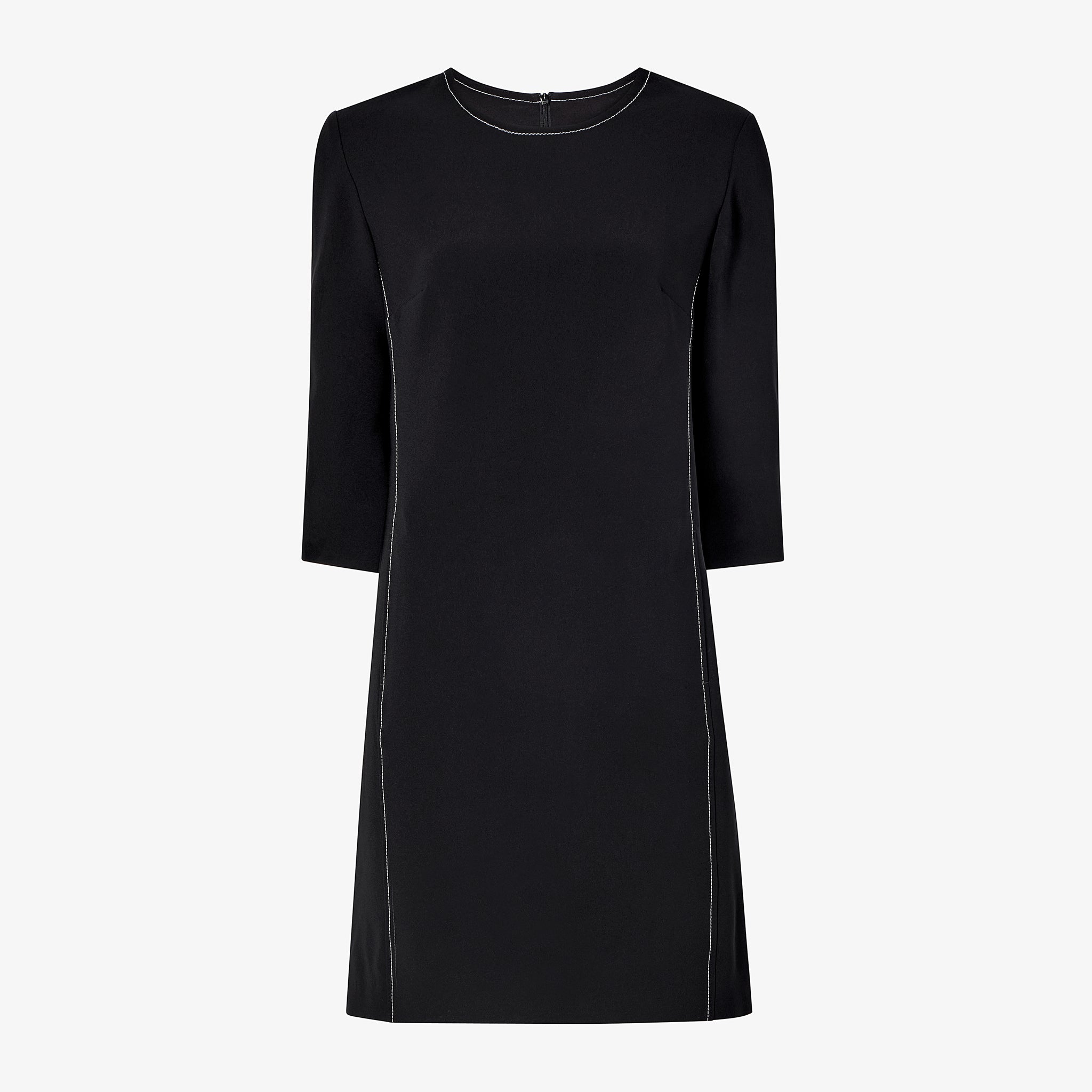 packshot image of the lancia dress in black with topstitch