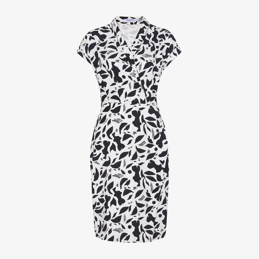 packshot image of the tory dress in icon print