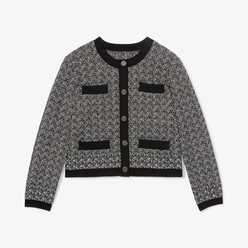 packshot image of the evangeline jacket in black/ivory
