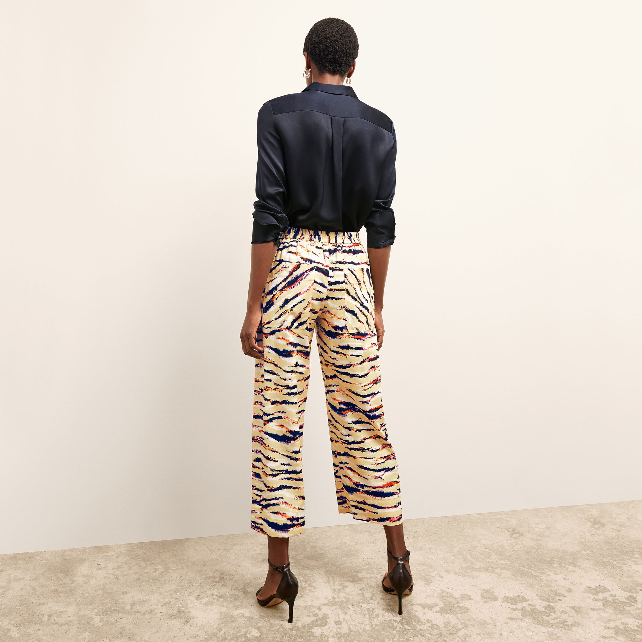 Tatum Shirt - Washable Silk Charmeuse :: Galaxy Blue