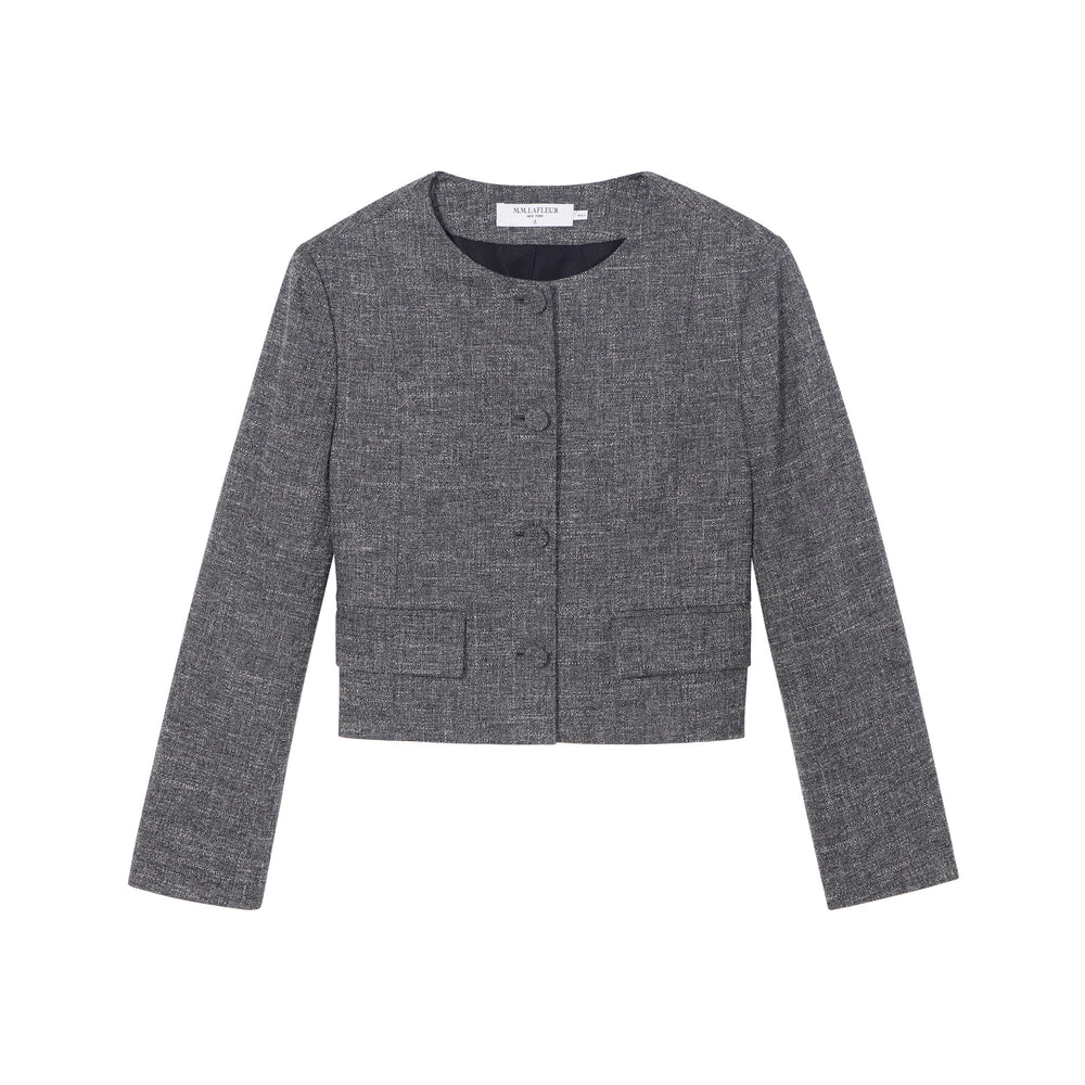 packshot image of
 the aniya jacket in black/white