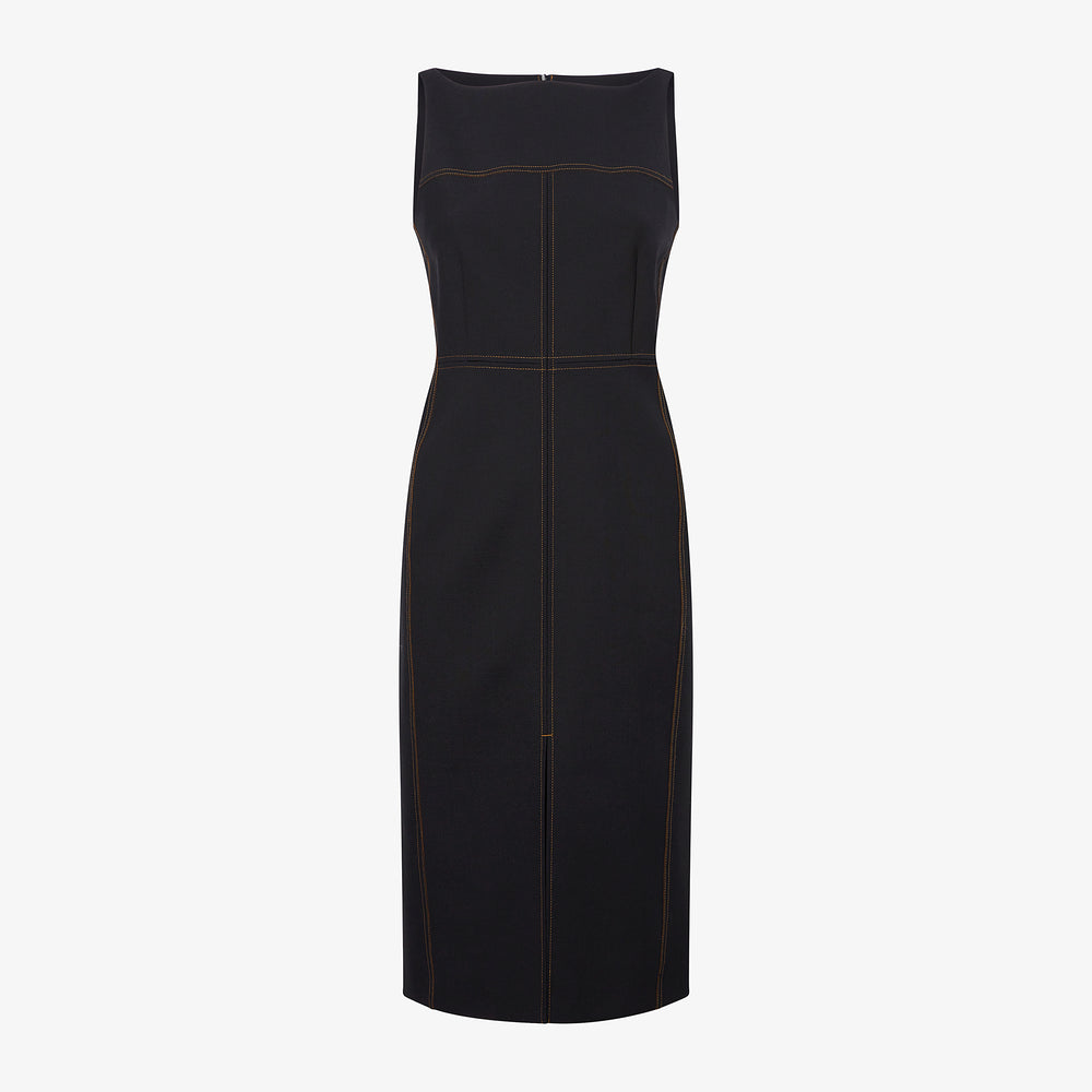packshot image of the issa dress in black/light saddle