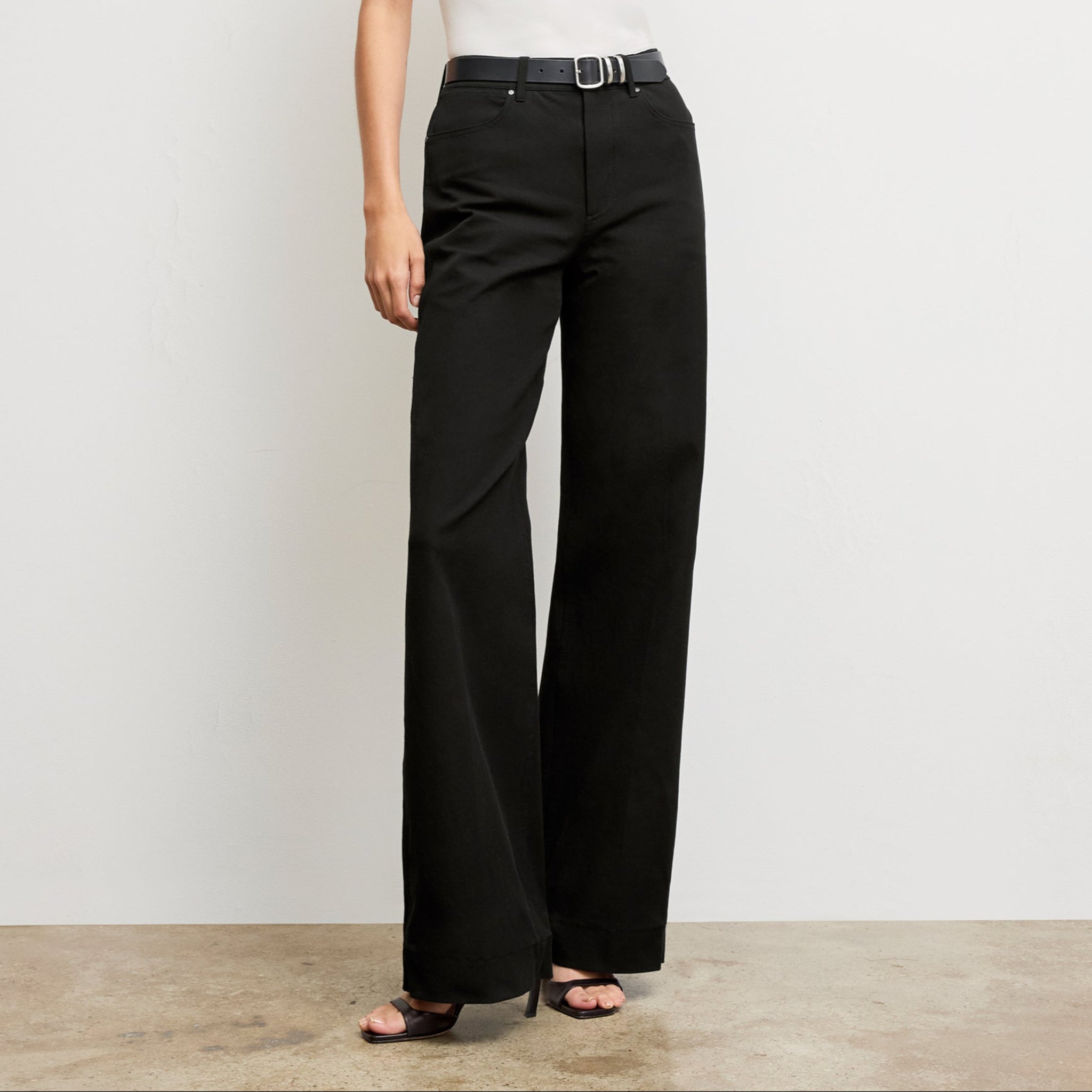 Front image of a woman wearing the Milo Jean in Black 