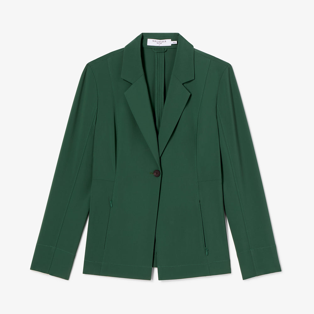 Green blazer on a white background