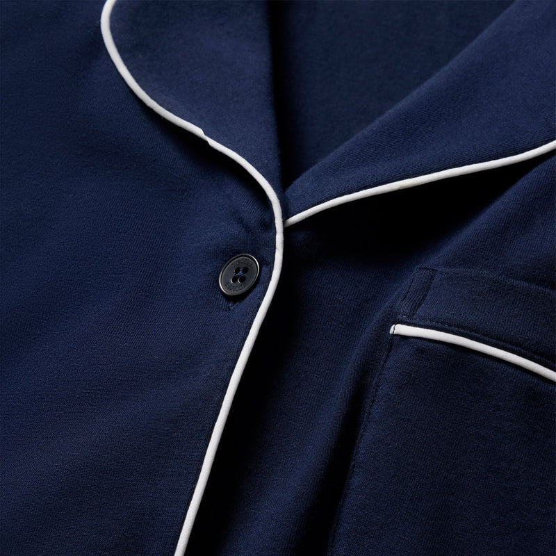 Petite Plume Pima Crop Pajama Set in Navy