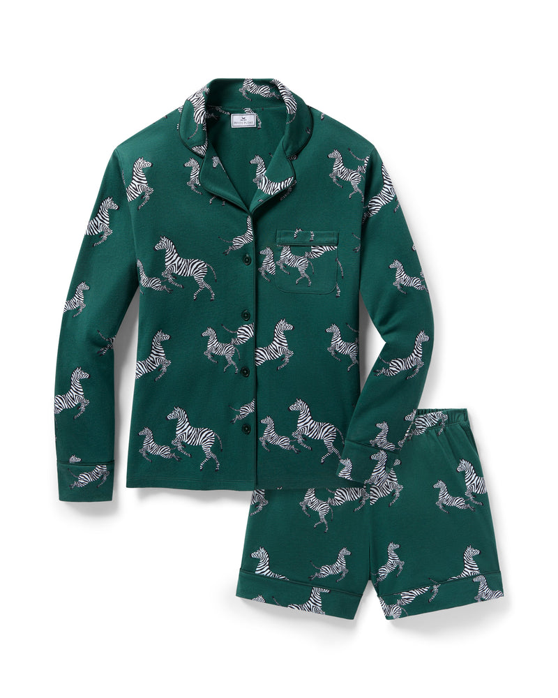 Petite Plume Pima Long Sleeve Short Set in Zèbre de Forêt