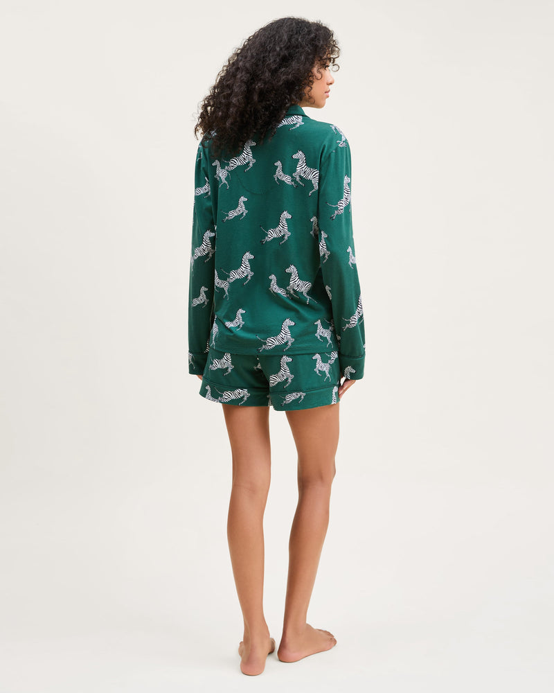 Petite Plume Pima Long Sleeve Short Set in Zèbre de Forêt