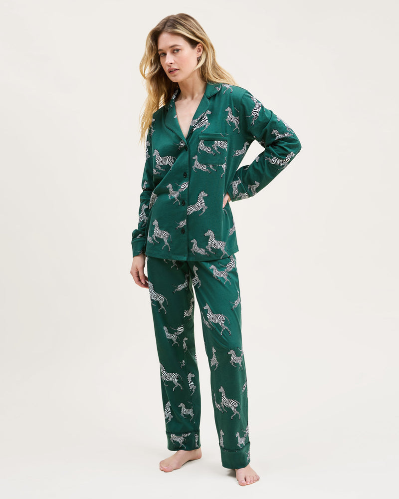 Petite Plume Pima Pajama Set in Zèbre de Forêt
