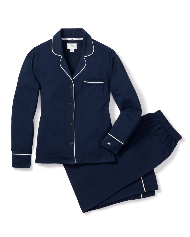 Petite Plume Pima Pajama Set in Navy
