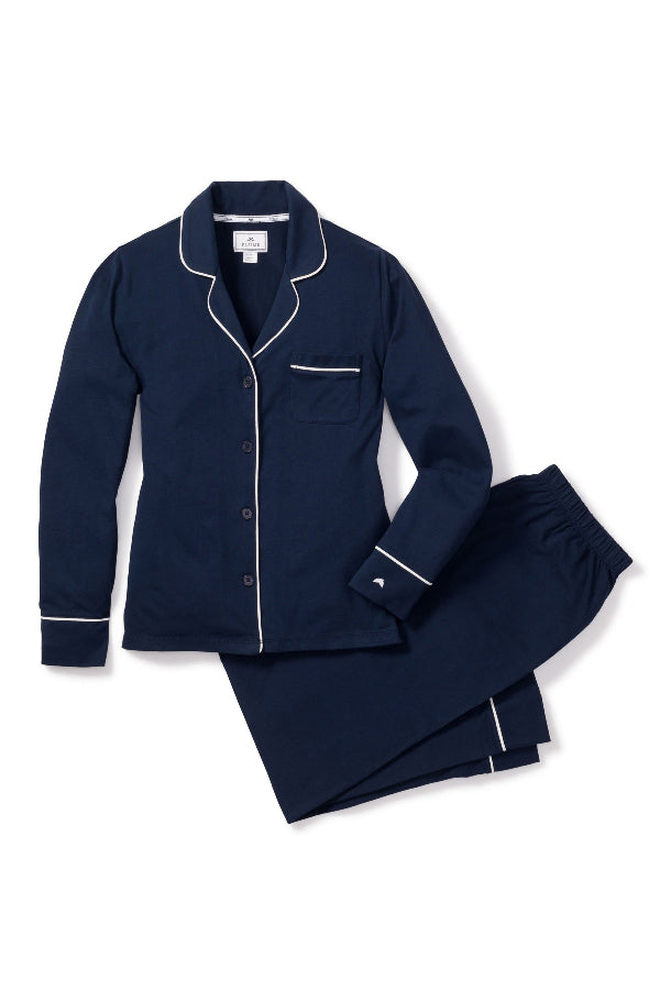 Petite Plume Pima Pajama Set in Navy