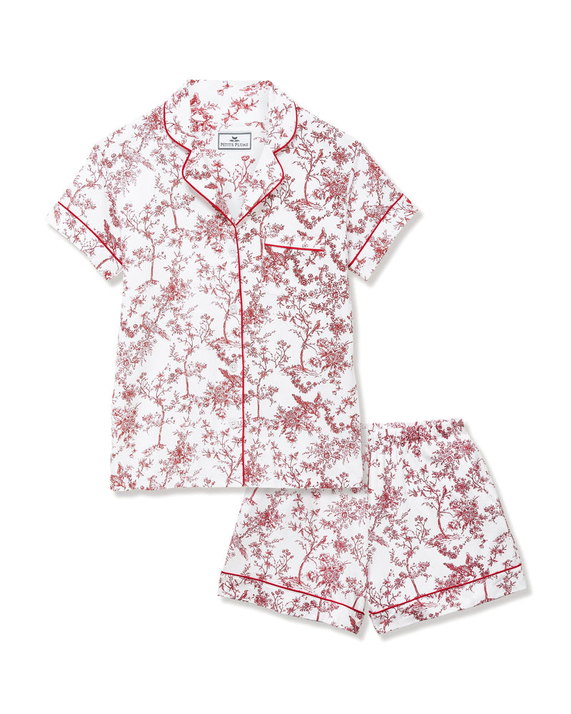 Petite Plume Pima Short Sleeve Short Set in Red Timeless Toile