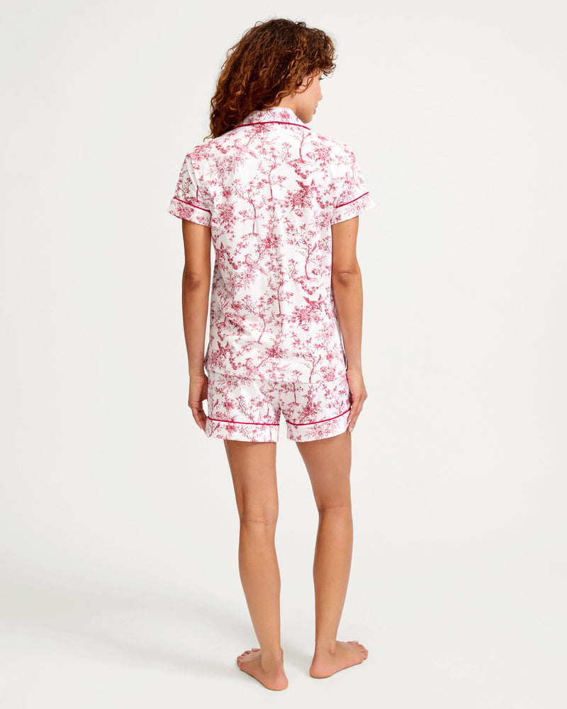 Petite Plume Pima Short Sleeve Short Set in Red Timeless Toile